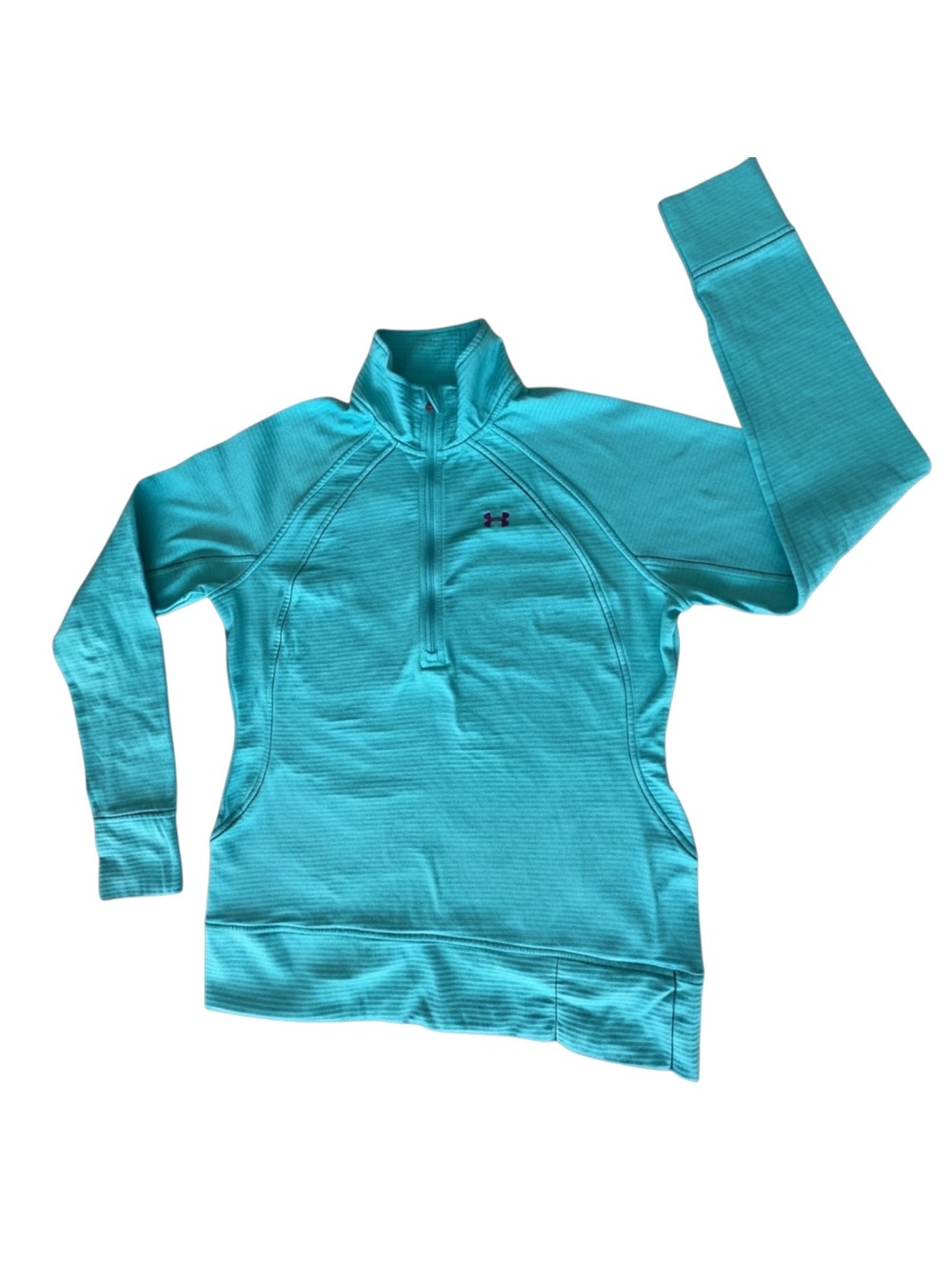 Under Armour ColdGear Womens M 1/2 Zip Pullover Aqua Thumbholes Athletic Top